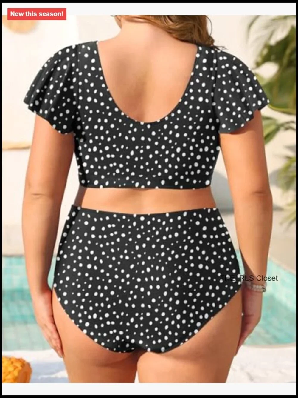 Plus Size High Waisted Tummy Control Bikini Set with Ruffle Sleeves